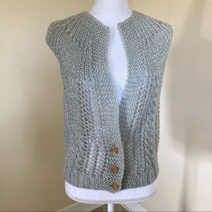 Vintage 1970s/1980s Open Lacy Knit Weave Sweater Vest Made in Korea